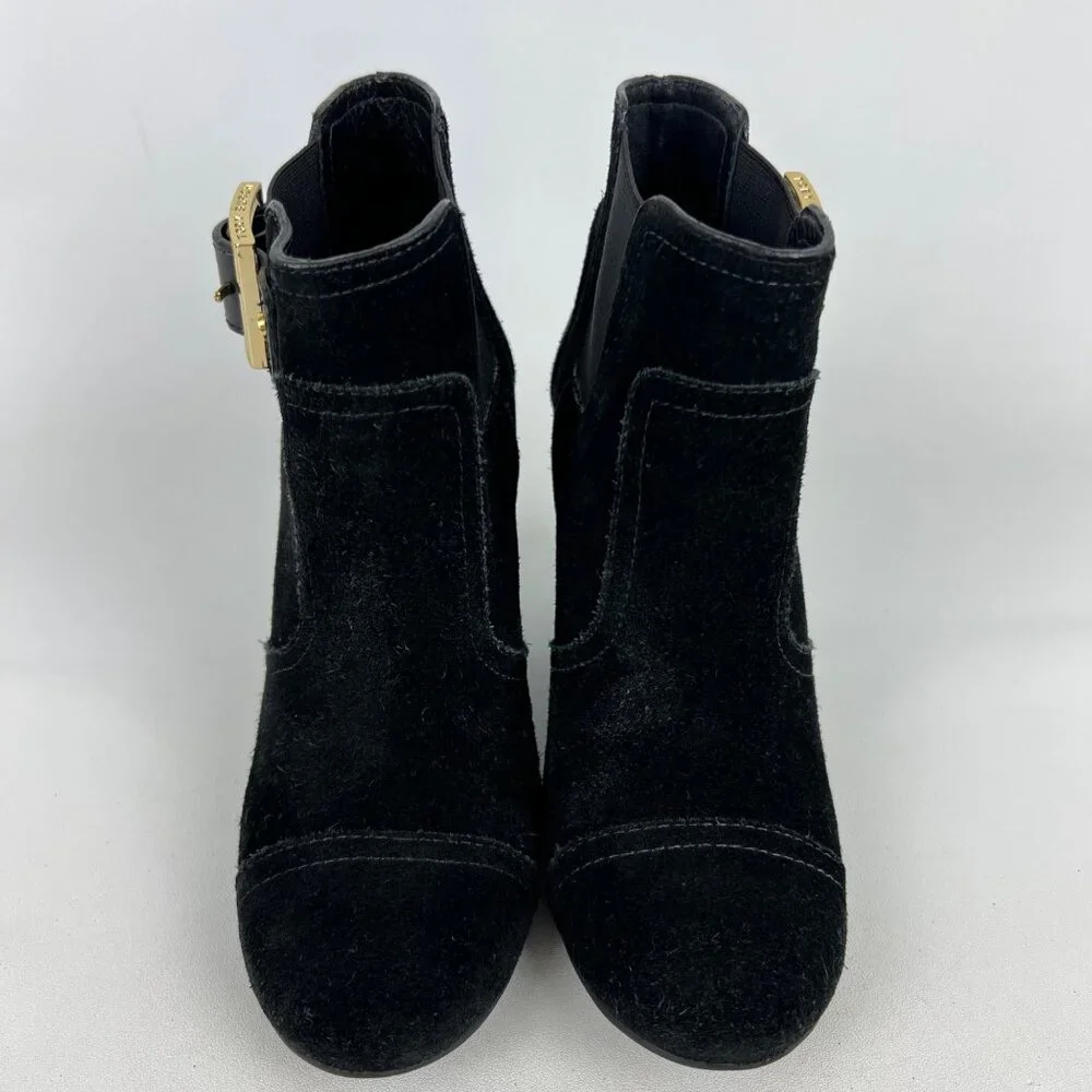 Tory Burch Womens Adrienne Black Suede Wedge Booties Chelsea Ankle Boot size 6.5